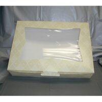 19 x 14 x 4"  White Cardboard Cake Box with Window.  Also known as 1/2 Sheet Window Cake Box.