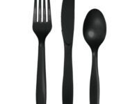 BVCUT - 8 Settings Black Velvet Plastic Cutlery