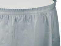 SSPLTS - 14'x29" Shimmering Silver Plastic Table Skirt